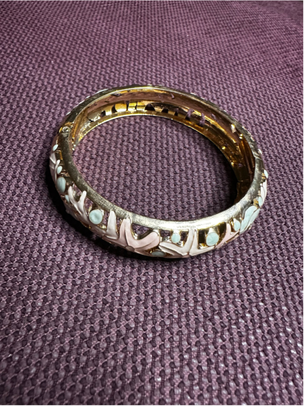 Gold and Pink Coastal Sea Life Hinge Bracelet